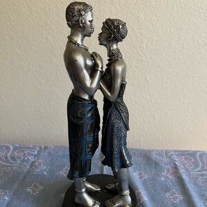 African Art collectable silver/blue 10.5”